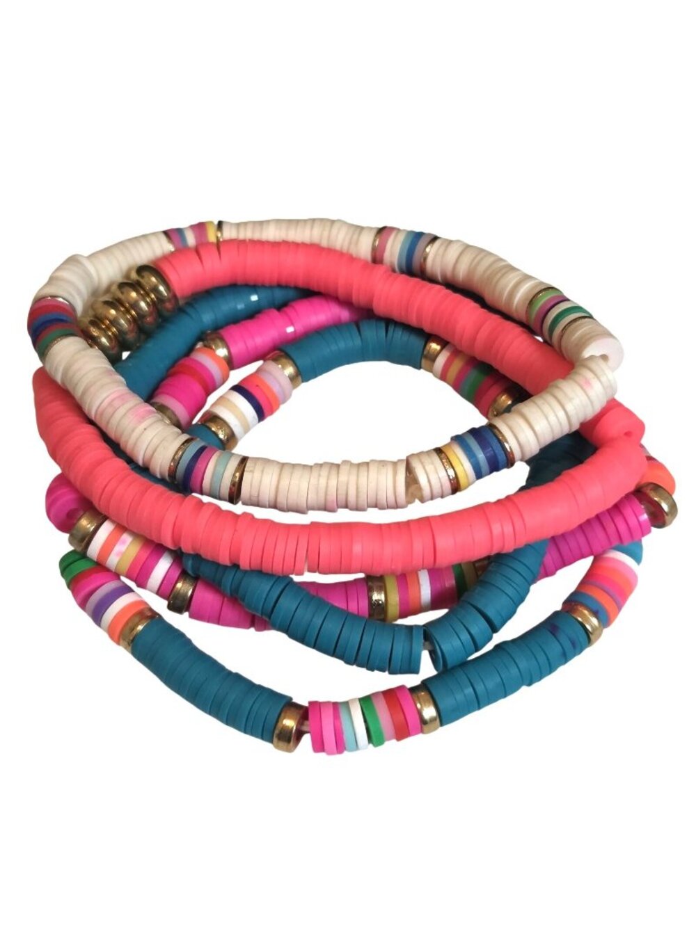 Heishi Colorful Bright Beaded Stretch Bracelets Set